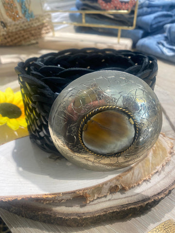 Cinturón trenzado cuero boho