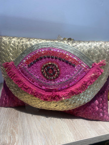 Cartera ojo rafia
