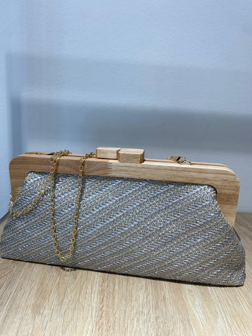 Bolso rafia plata