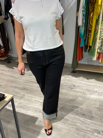 Pantalon Denim negro fantasía