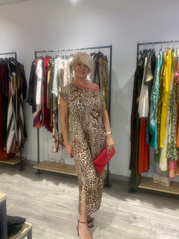 Vestido satinado animal print