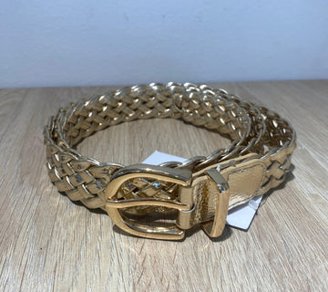 Cinturón sintético trenzado dorado