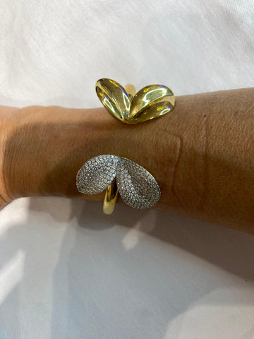 Pulseras pétalos acero y circonita