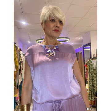 Blusa transparencia satinada