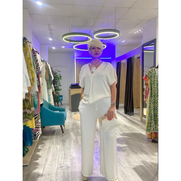 Pantalón blanco satinado