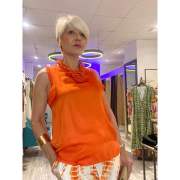 Top Sisa naranja satinado