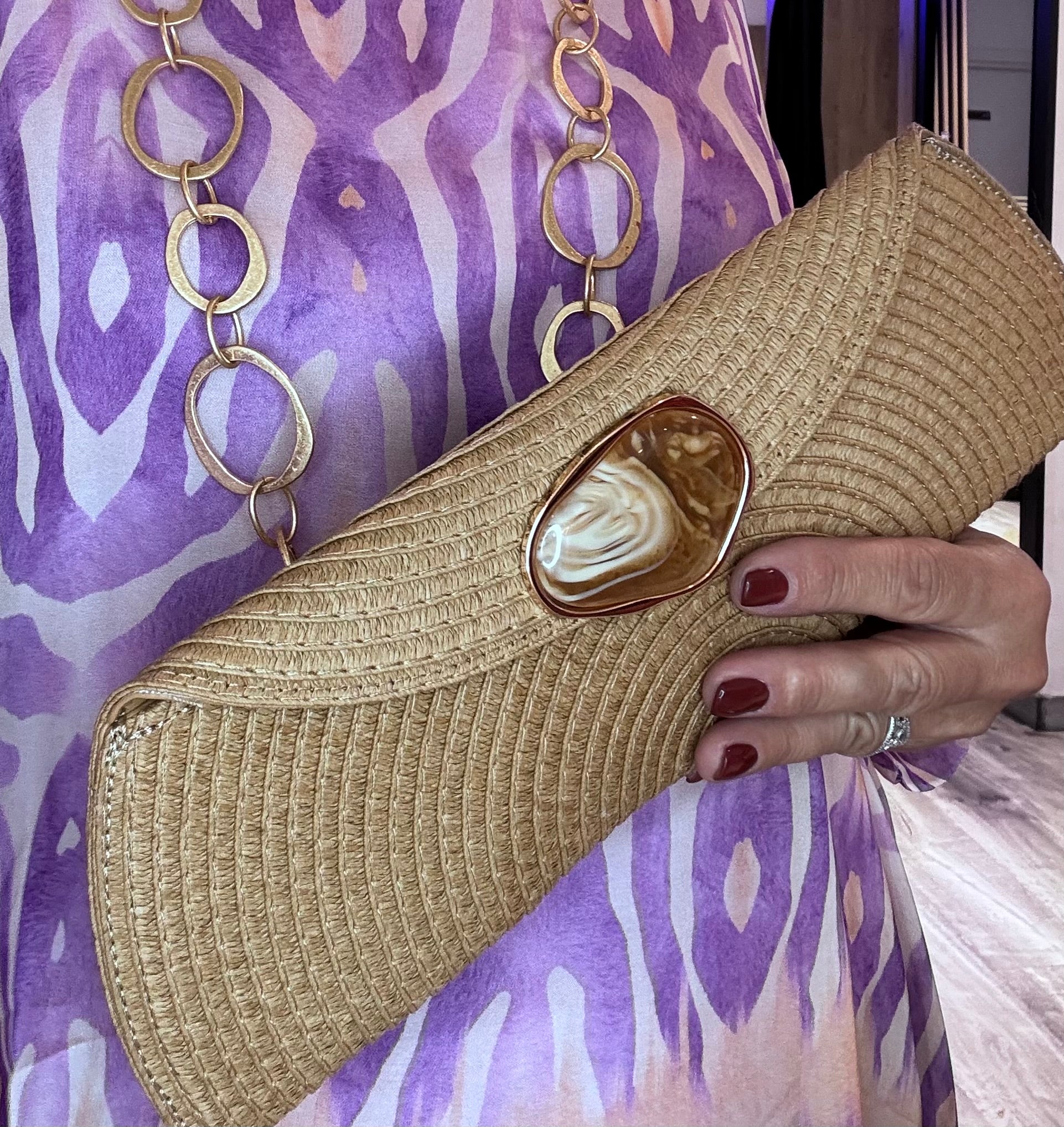 Cartera rafia Baguette