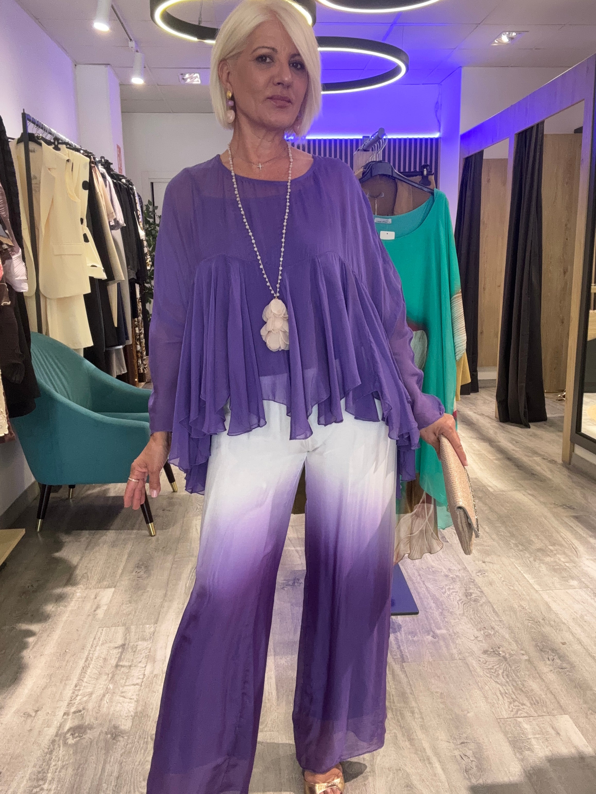 Pantalón y blusa silk Púrpura