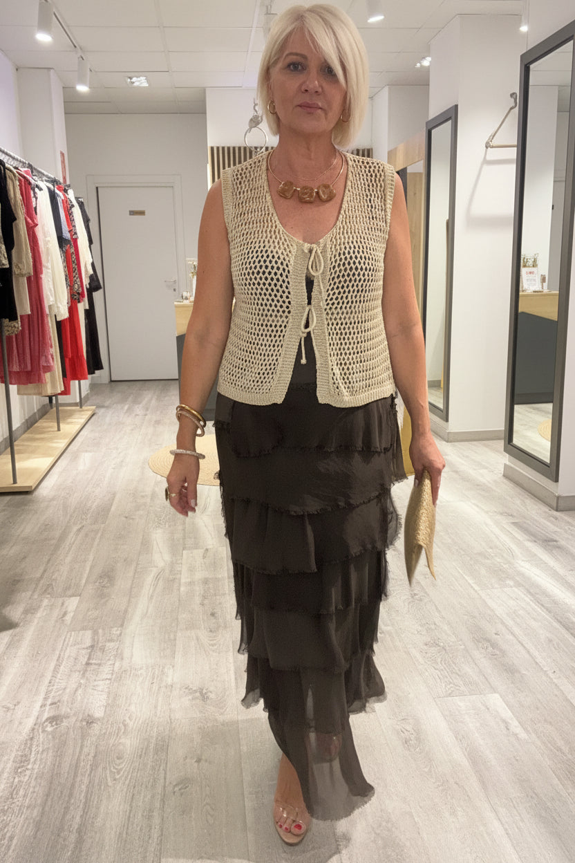 Falda volantes seda