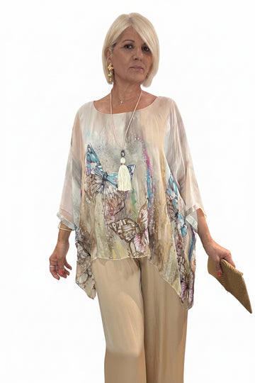 Blusa Silk Papillon y pantalón satén