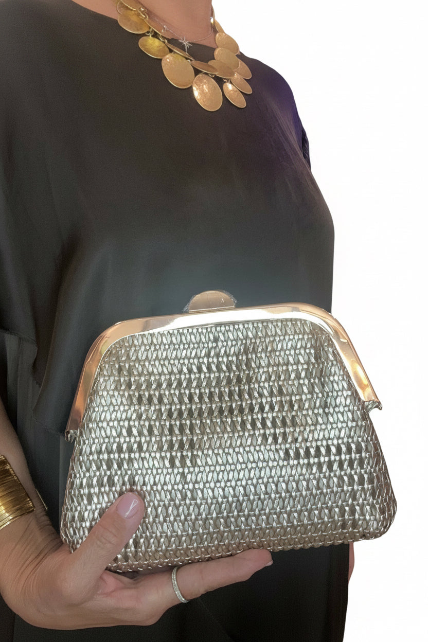 Clutch Enrejado Dorado