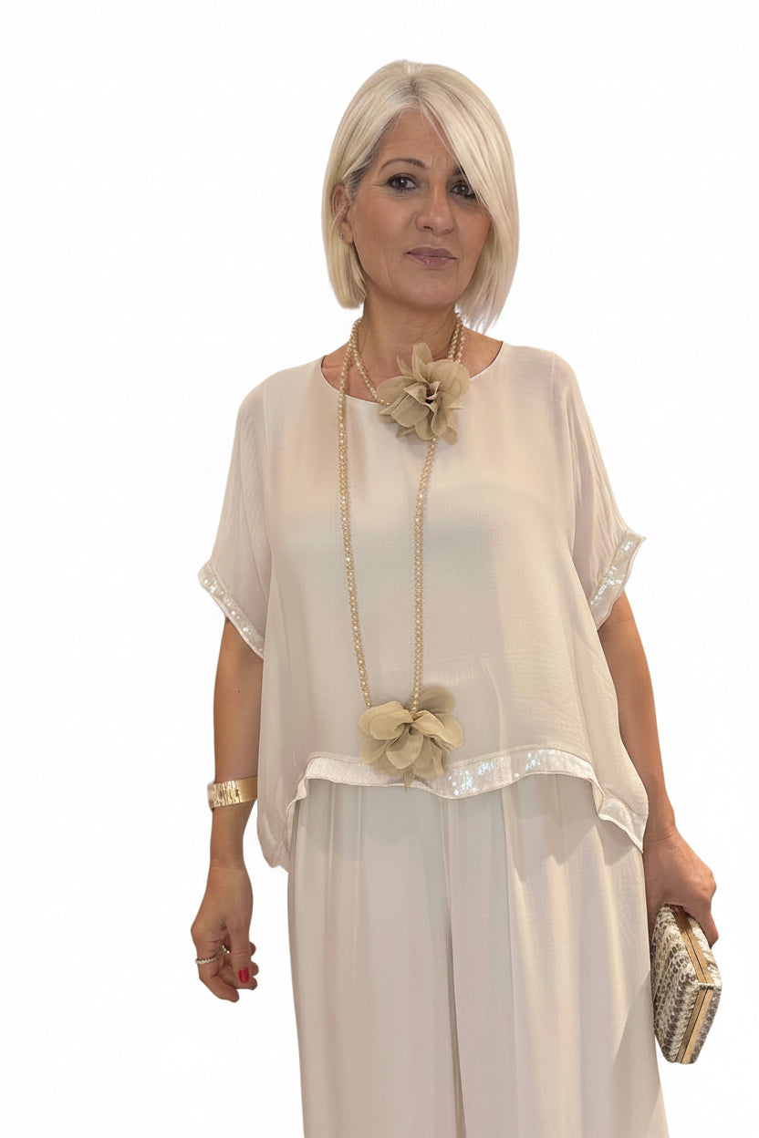 Collar Flor Beige