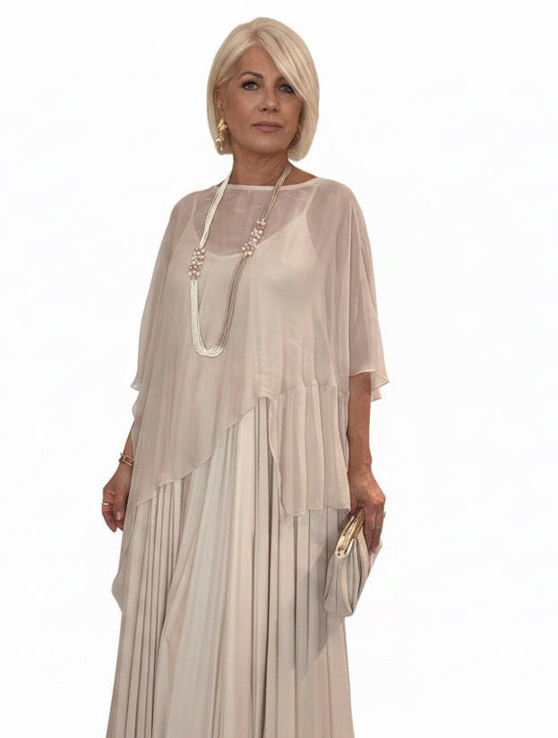 Vestido Lencero y  Poncho seda