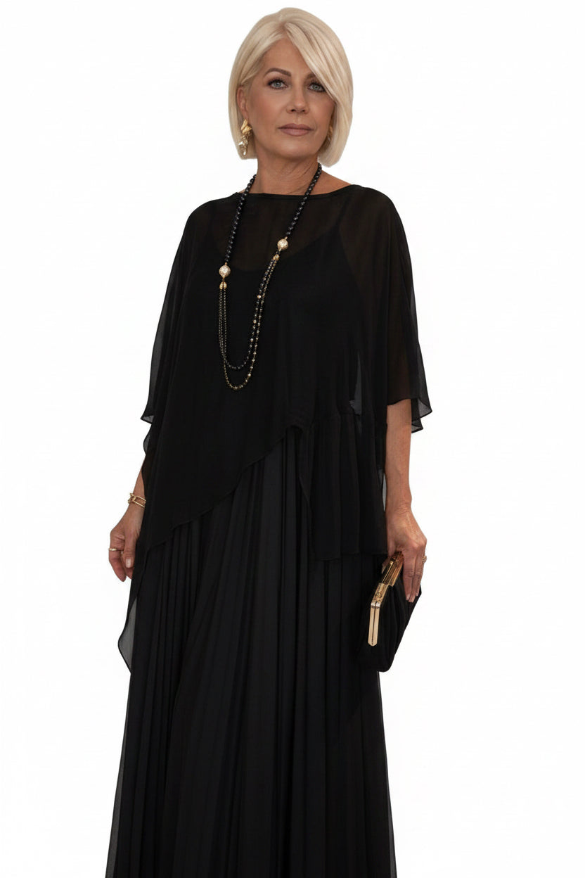 Vestido Lencero y  Poncho seda