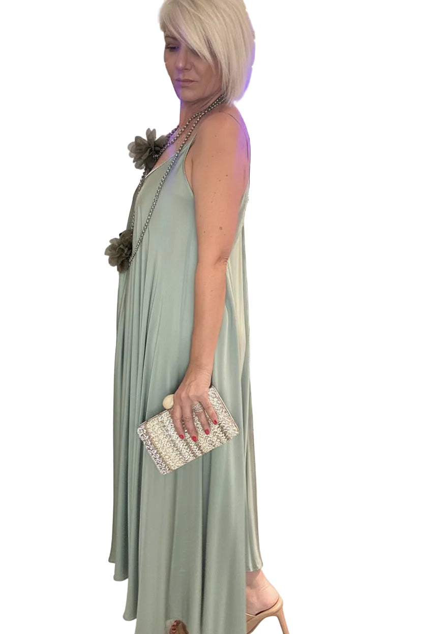 Vestido Lencero Verde  Francés
