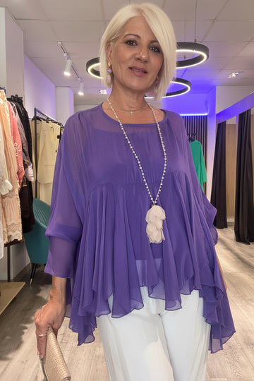 Pantalón y blusa silk Púrpura
