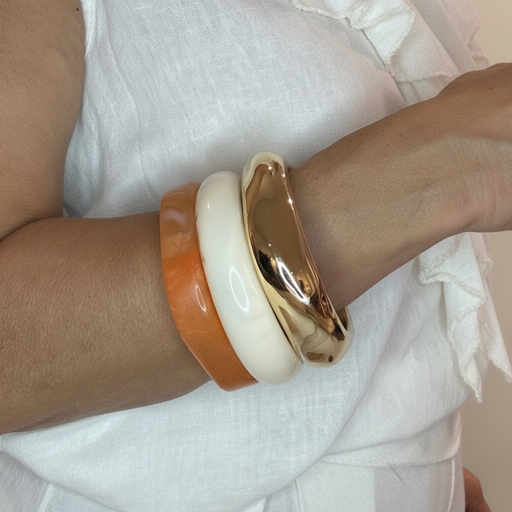 Set Pulseras Resina y Acero
