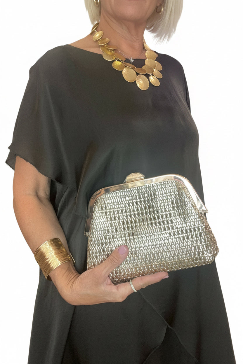 Clutch Enrejado Dorado
