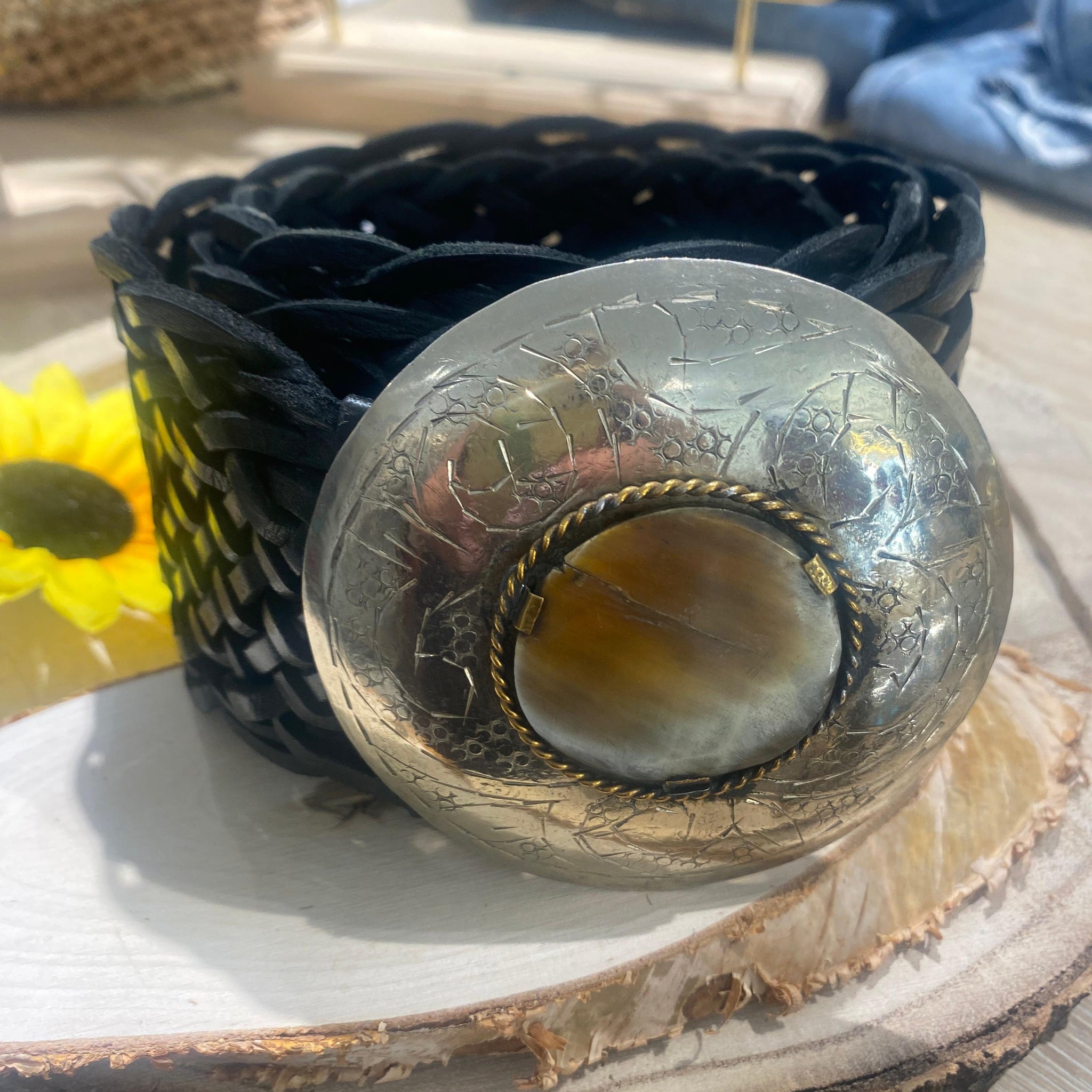 Cinturón trenzado cuero  boho
