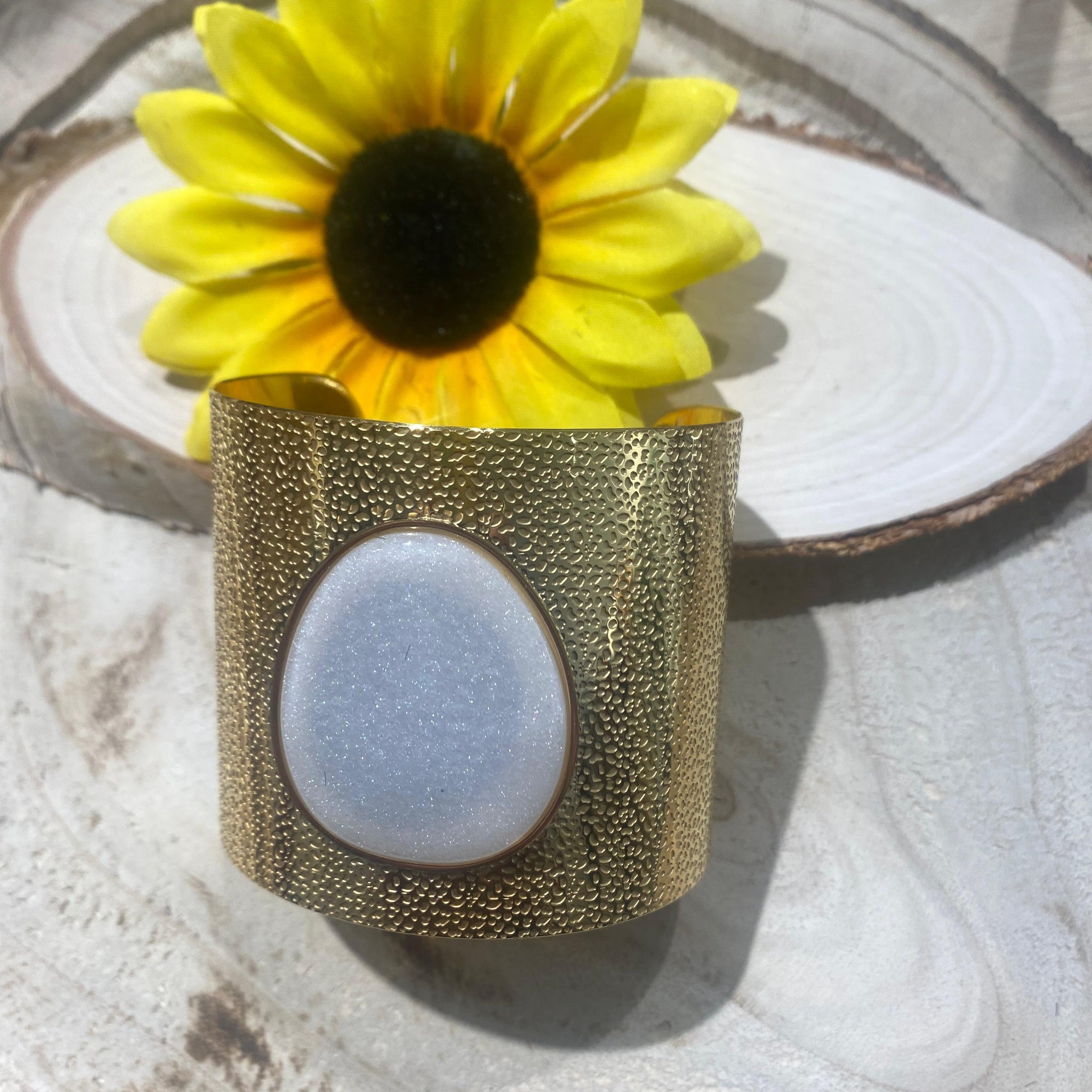 Brazalete acero piedra resina