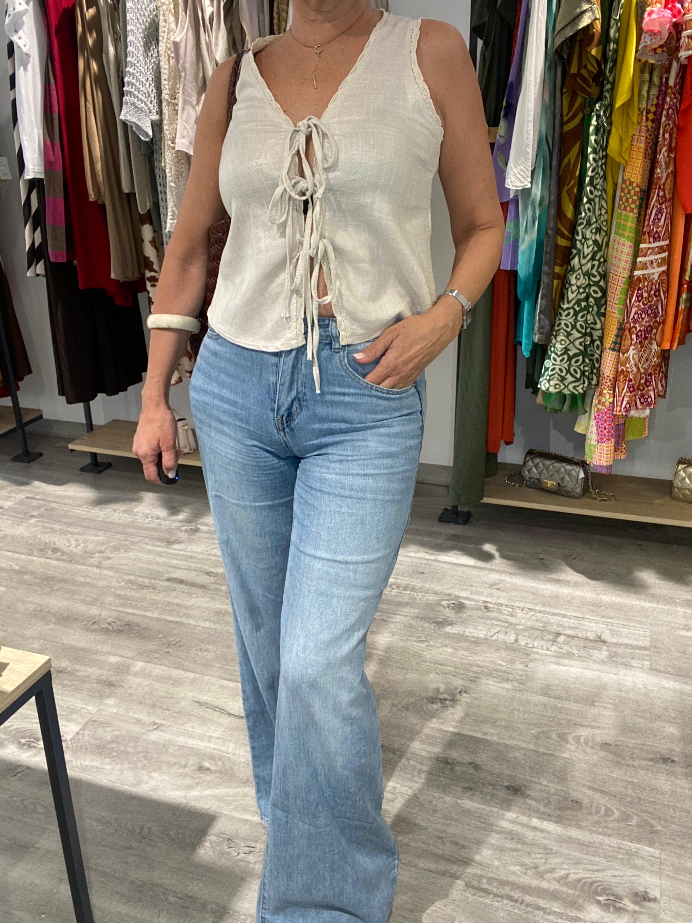 Pantalon denim wideleg