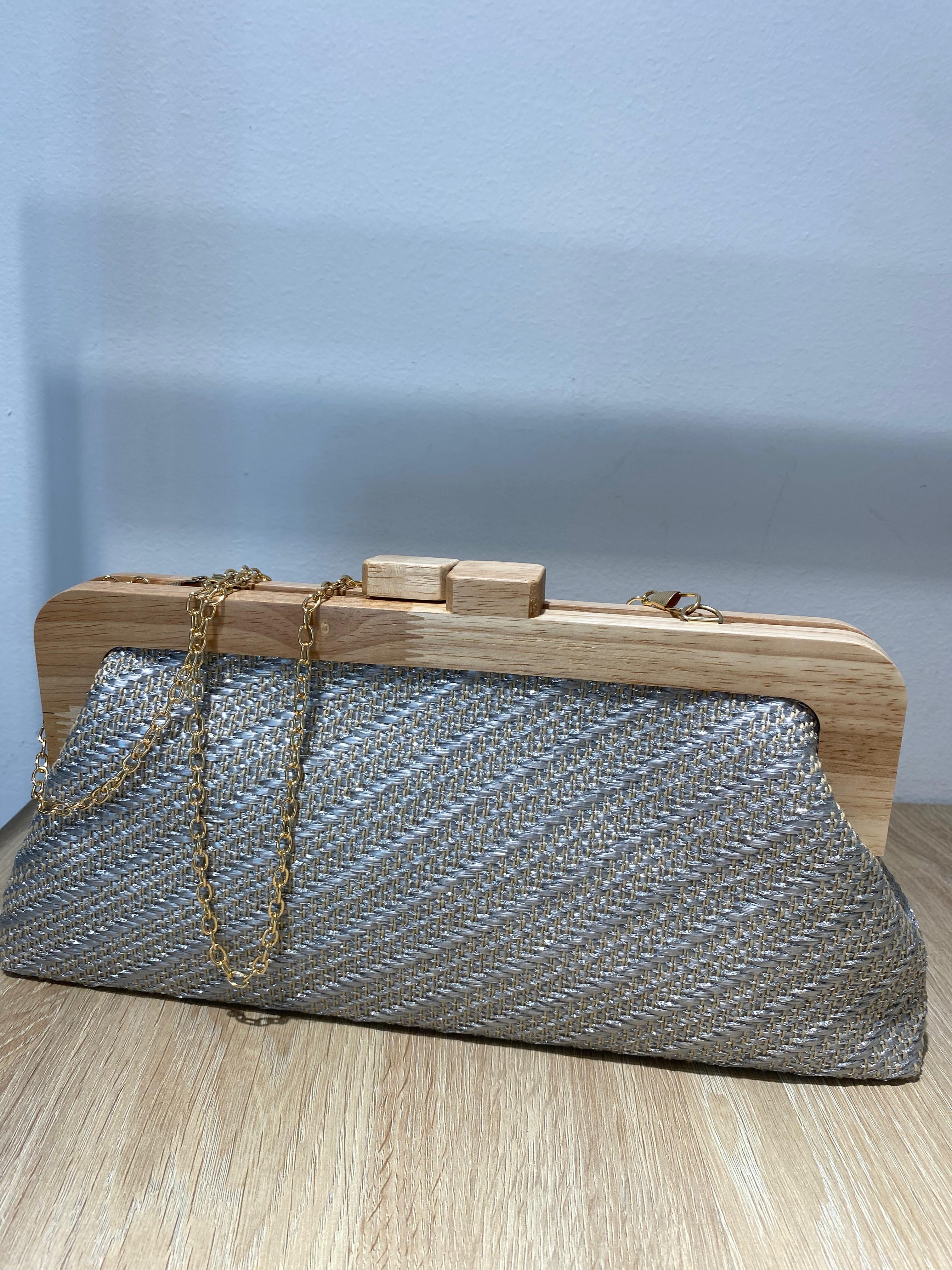 Bolso rafia plata