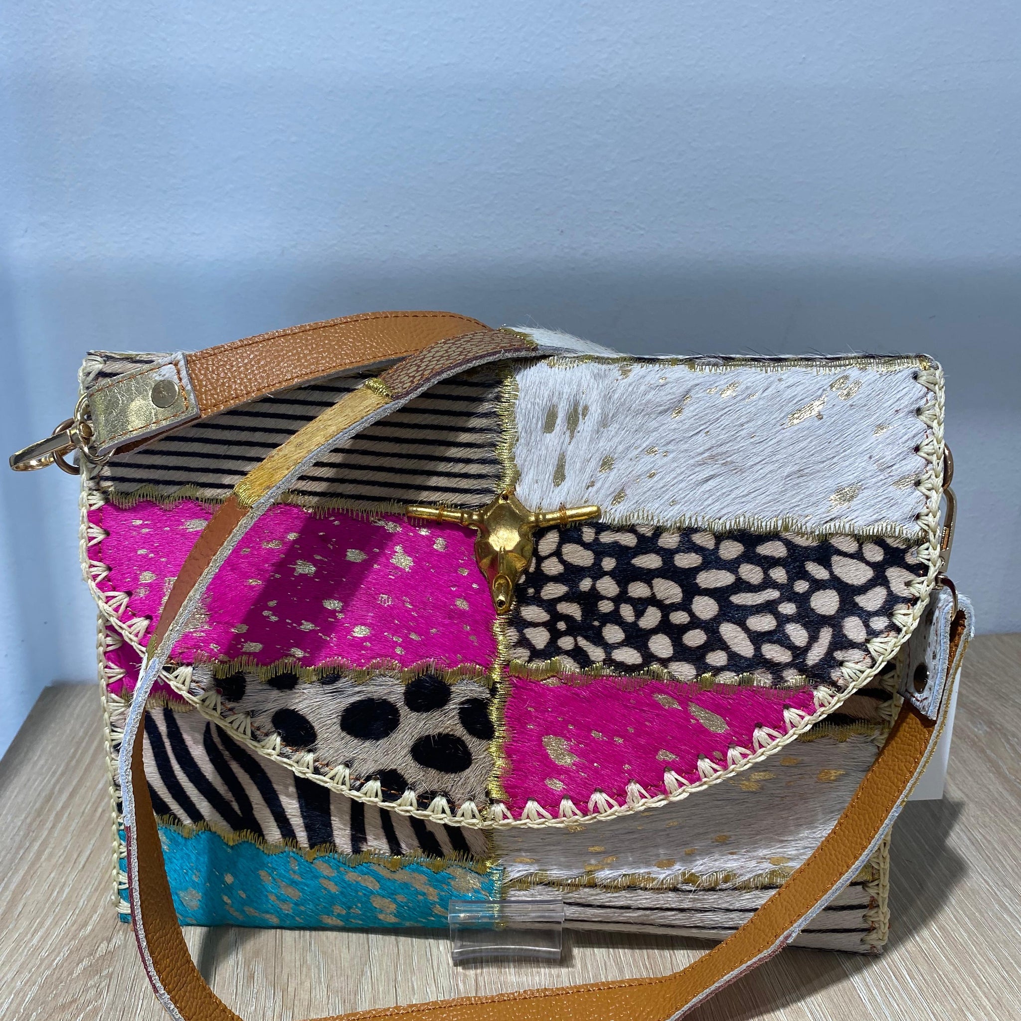 Bolso toro  piel multicolores