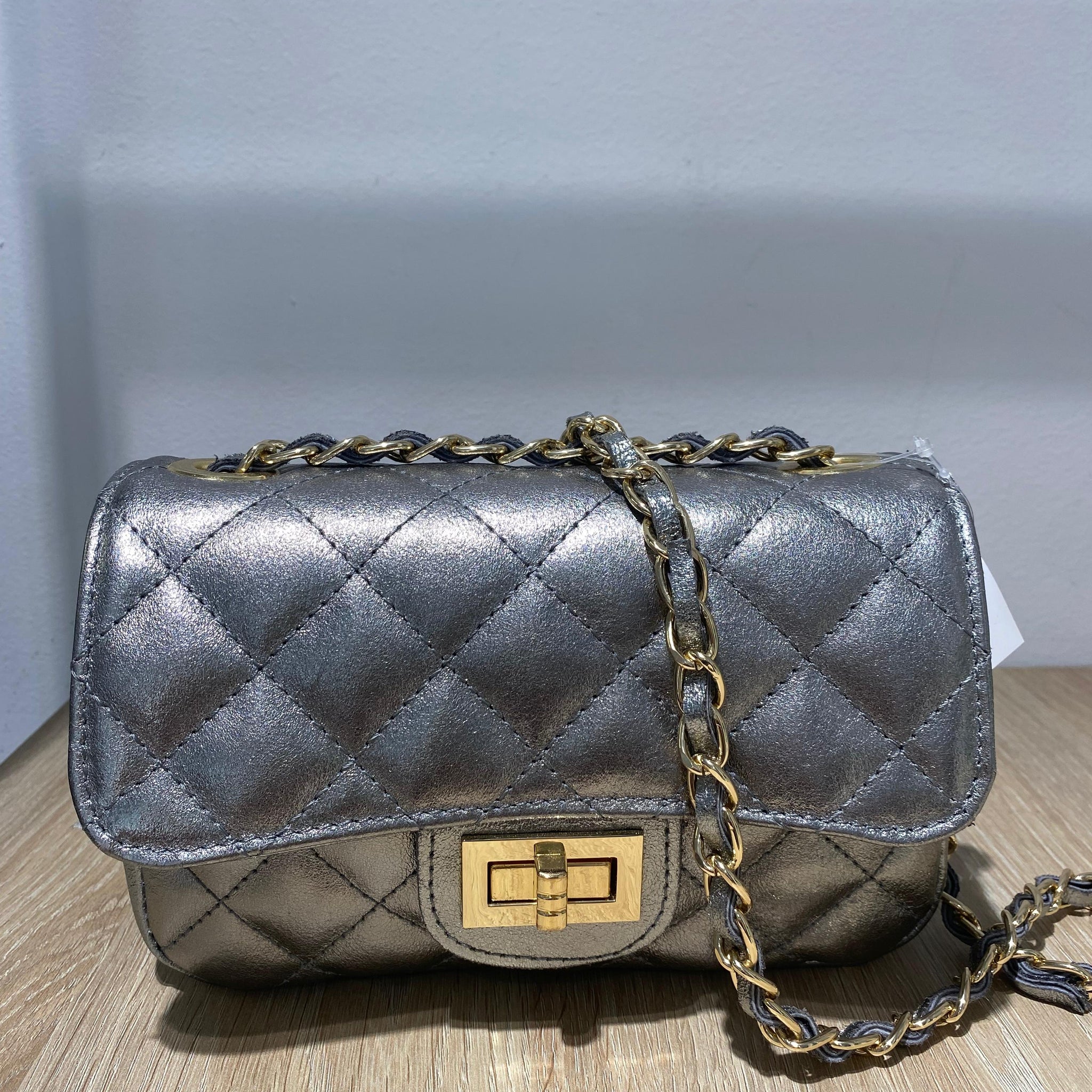 Bolso piel plata