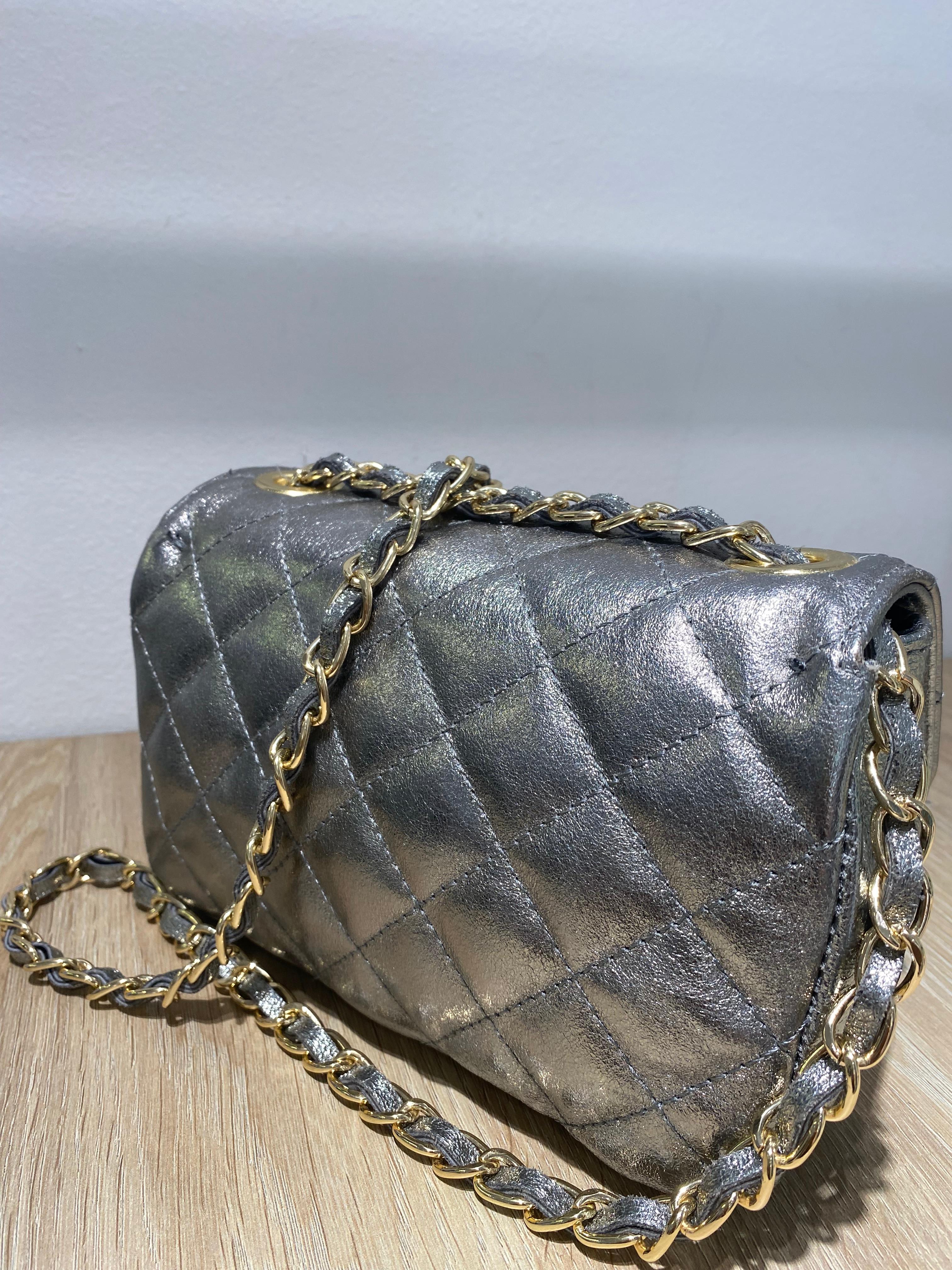 Bolso piel plata