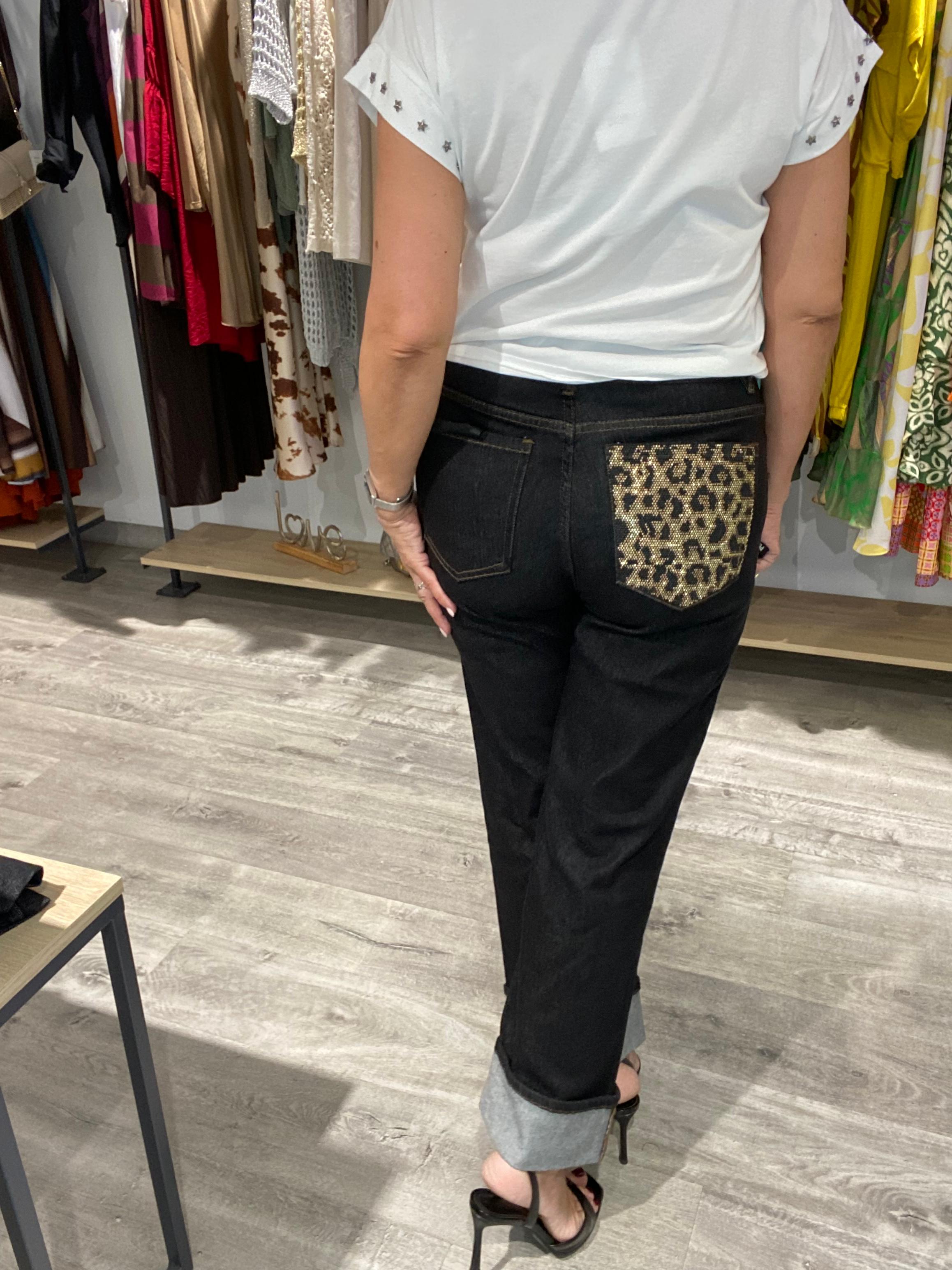 Pantalon Denim  negro fantasía