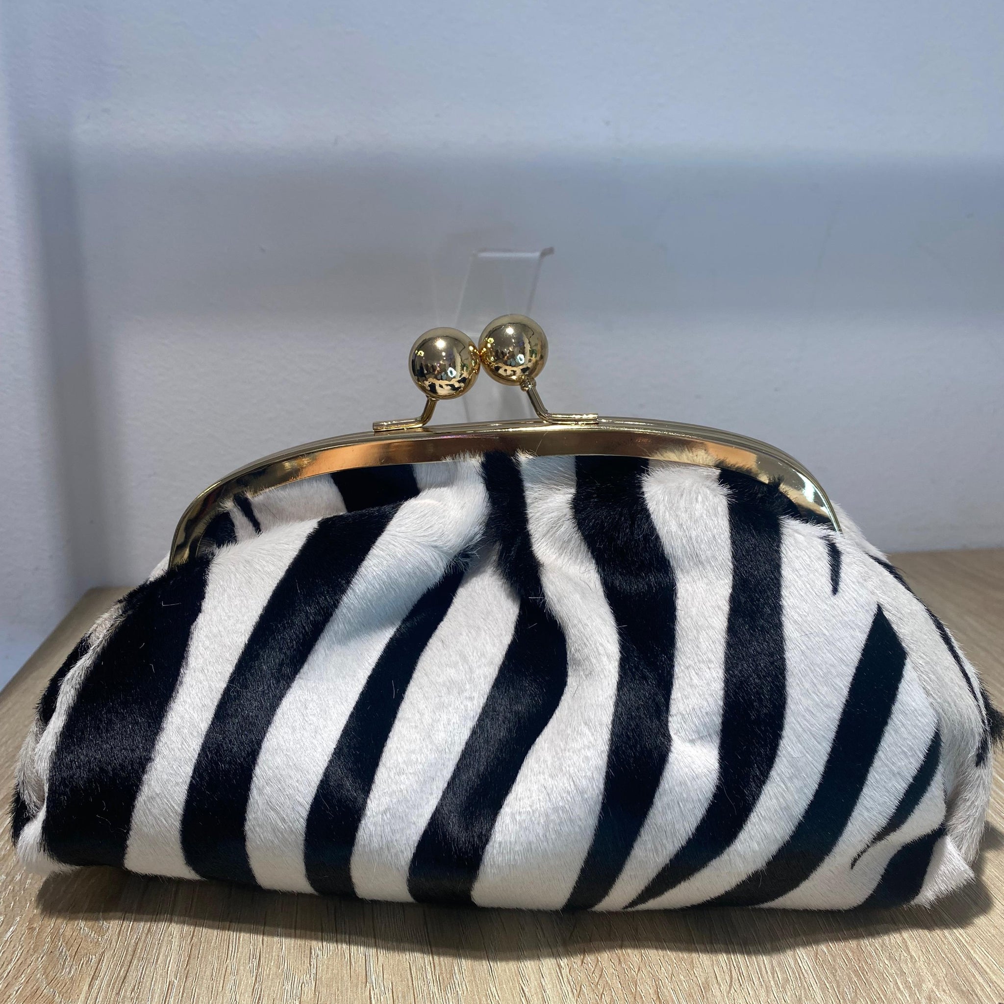 Bolso monedero zebra piel