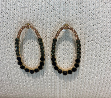 Pendientes acero  con circonita verde y negra.