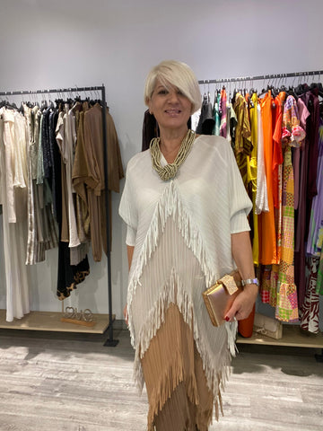 Vestido boho flecos Beige