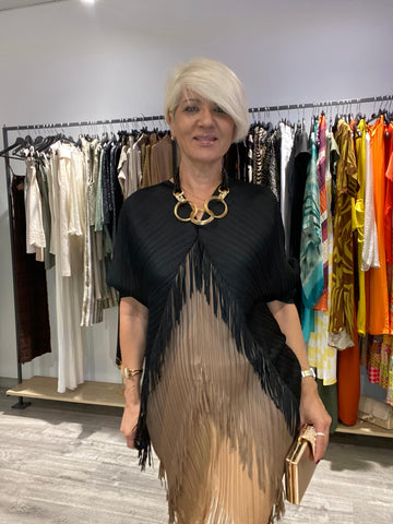 Vestido boho flecos negro