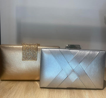 Cartera tonos plata y dorado