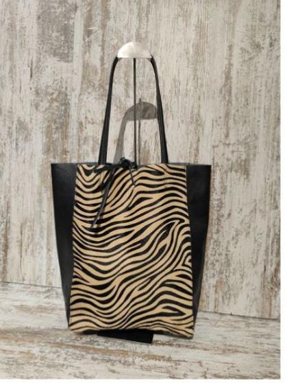 Bolso piel tote cebra