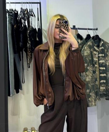 Bomber Mia  marron satinada