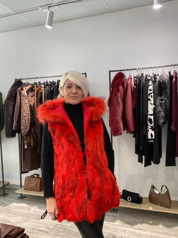 Chaleco pelo naranja largo