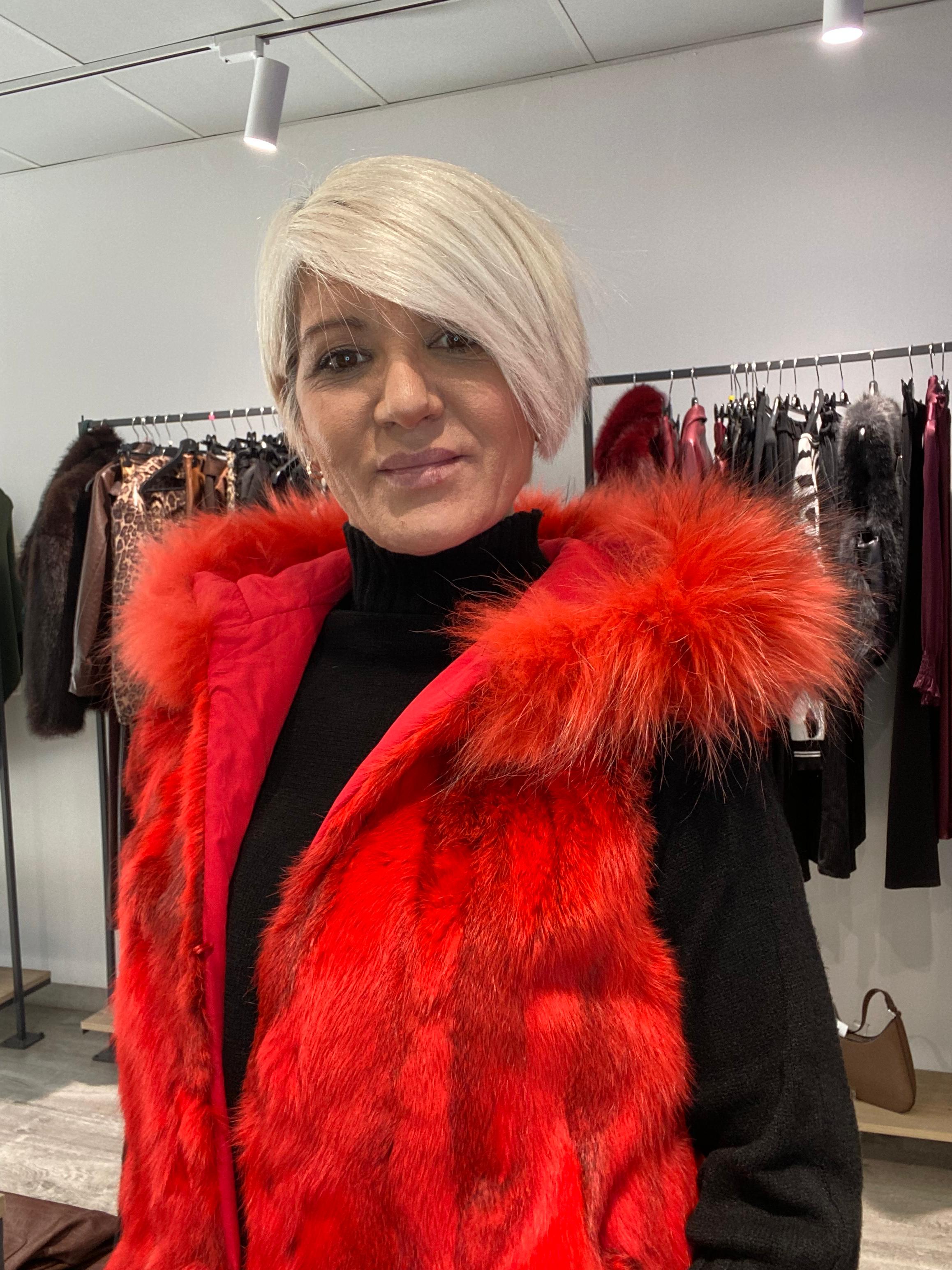 Chaleco pelo naranja largo