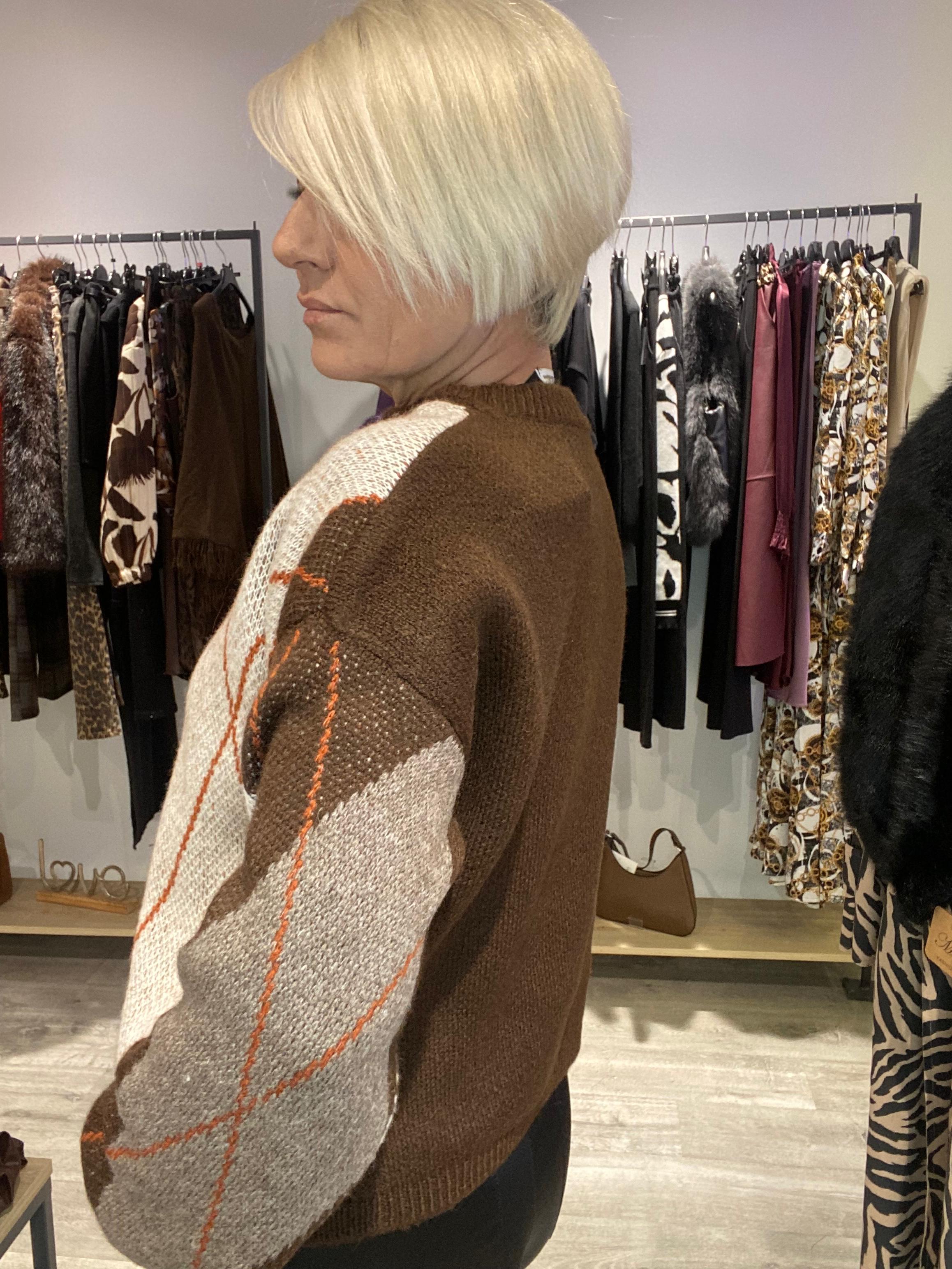 Jersey Rombos Clásico - Elegancia Geométrica Boho-Luxe Talla Única S-L