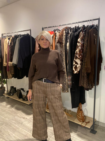 Pantalón Cuadros Jimena - Estilo Británico Boho Talla Única 38-44