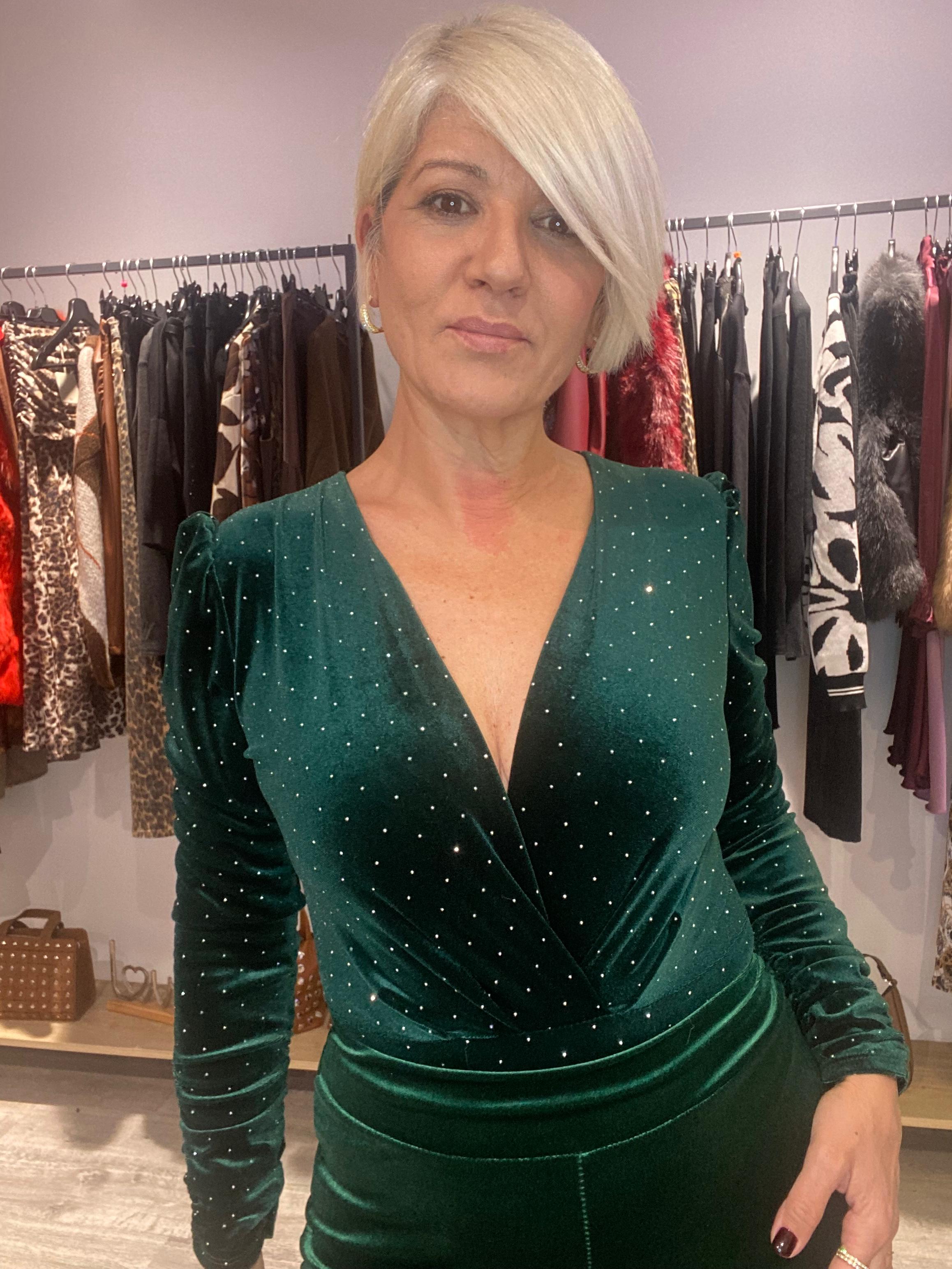 Body Esmeralda Terciopelo Verde Fantasía - Elegancia Boho-Luxe