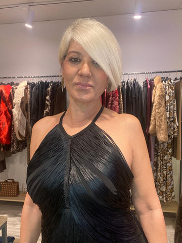 Vestido Gala Flecos Negro - Glamour Boho-Luxe Tallas S M L