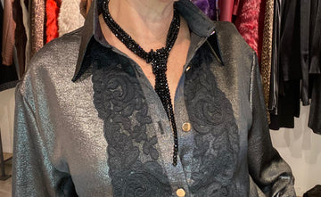 Colgante Corbata Negro Piedras Naturales - Joyería Boho-Luxe Vertical