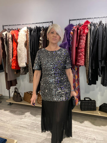 Vestido Estela Terciopelo Lentejuelas - Elegancia Boho-Luxe Talla Única 36-38