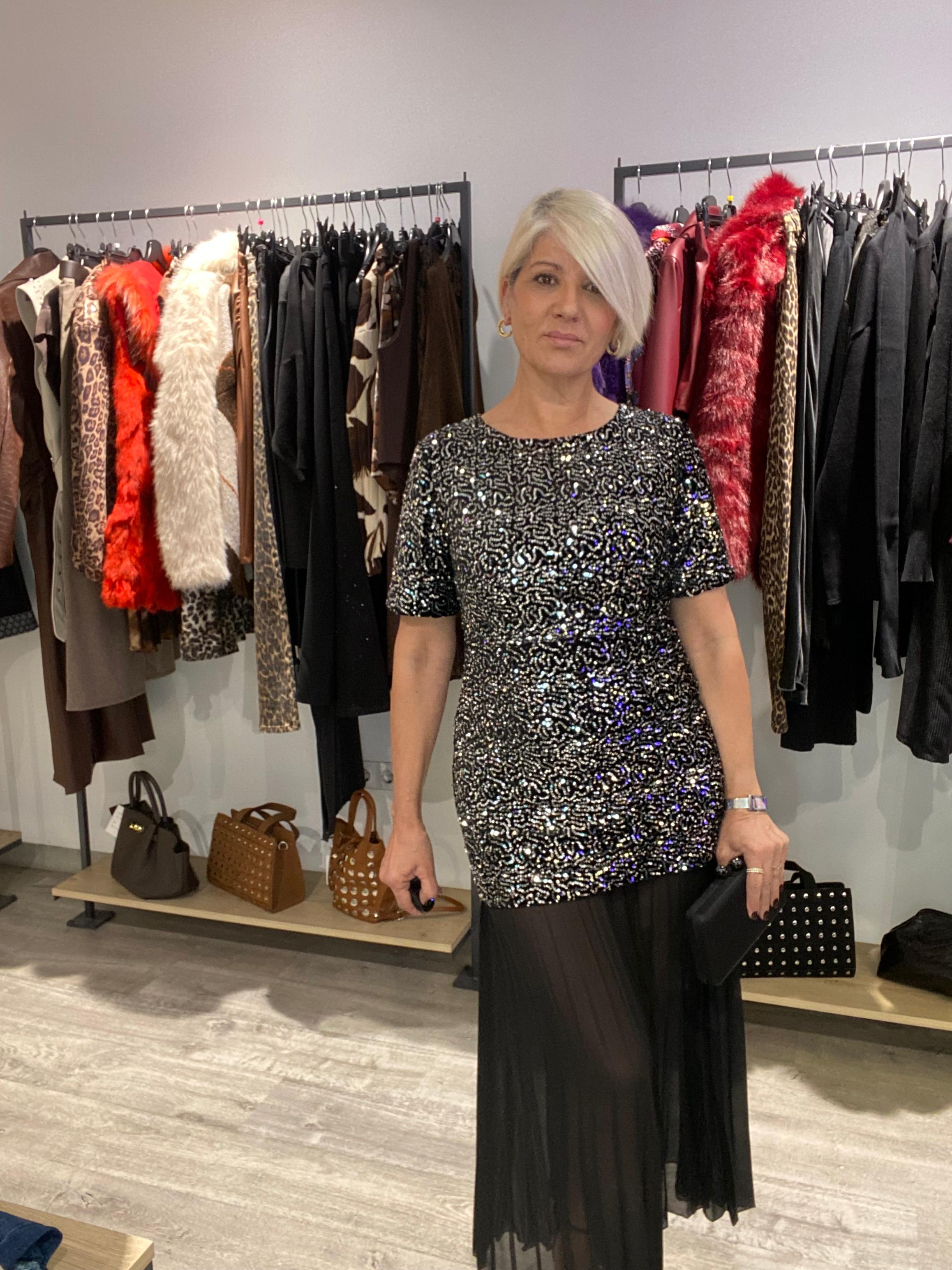 Vestido Estela Terciopelo Lentejuelas - Elegancia Boho-Luxe Talla Única 36-38