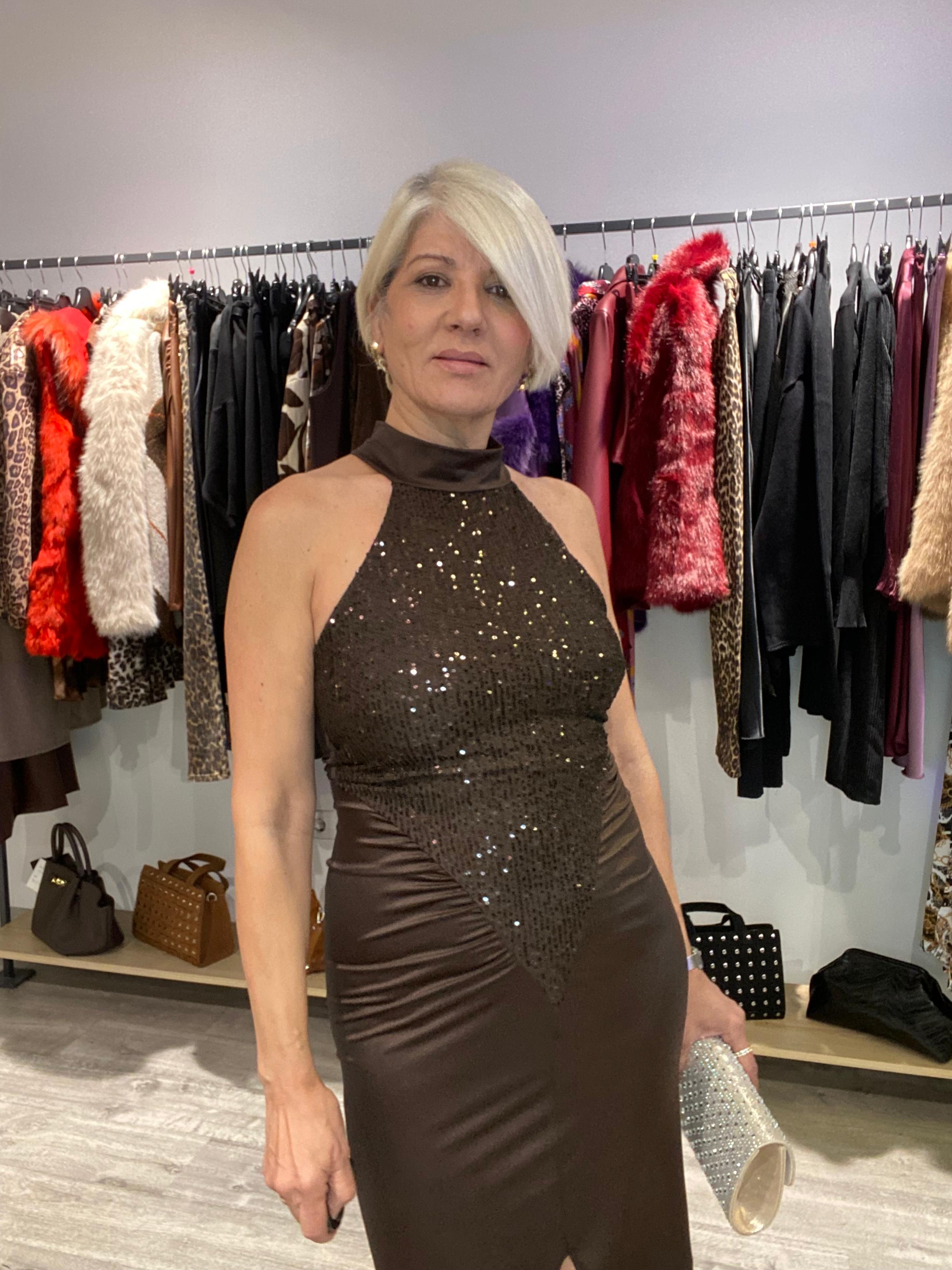 Vestido Clara Marrón Chocolate - Elegancia Boho-Luxe Talla Única 36-40