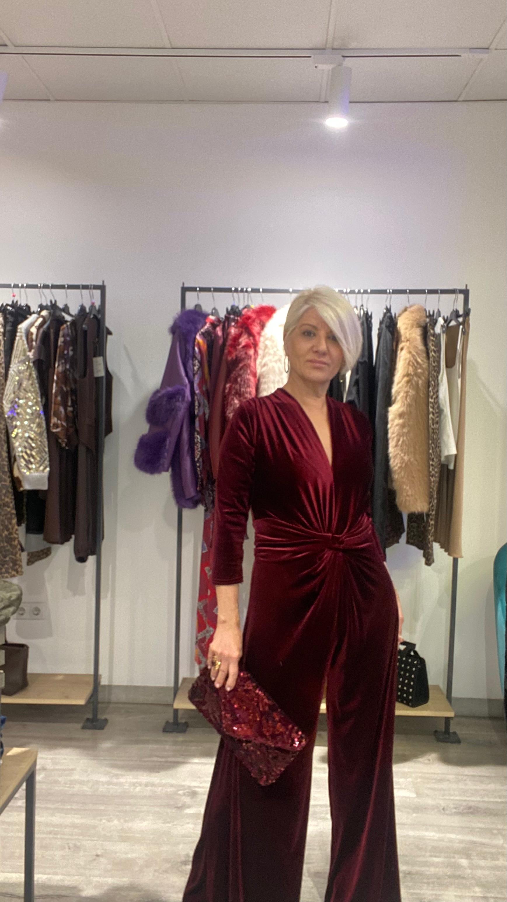 Mono Terciopelo Burdeos - Elegancia Boho-Luxe Talla Única 38-44