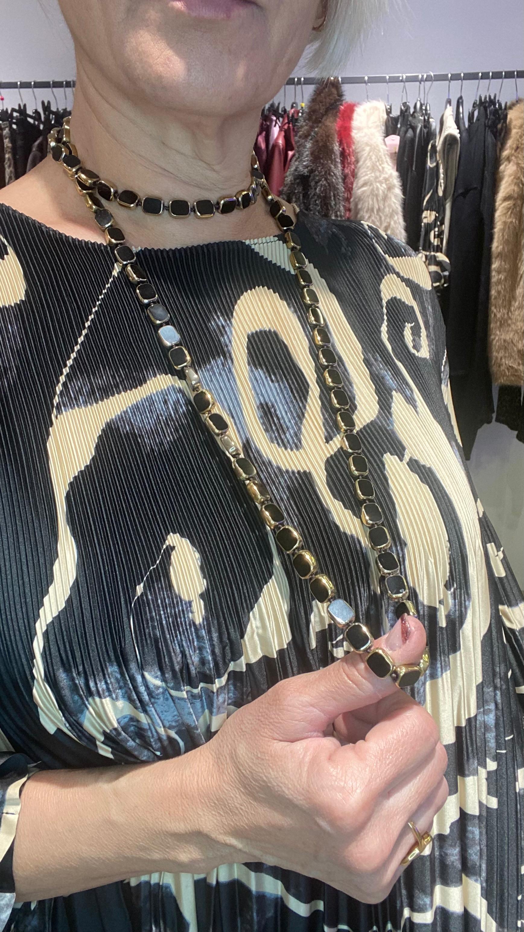 Colgante Acero Inoxidable con Pedrería Negra