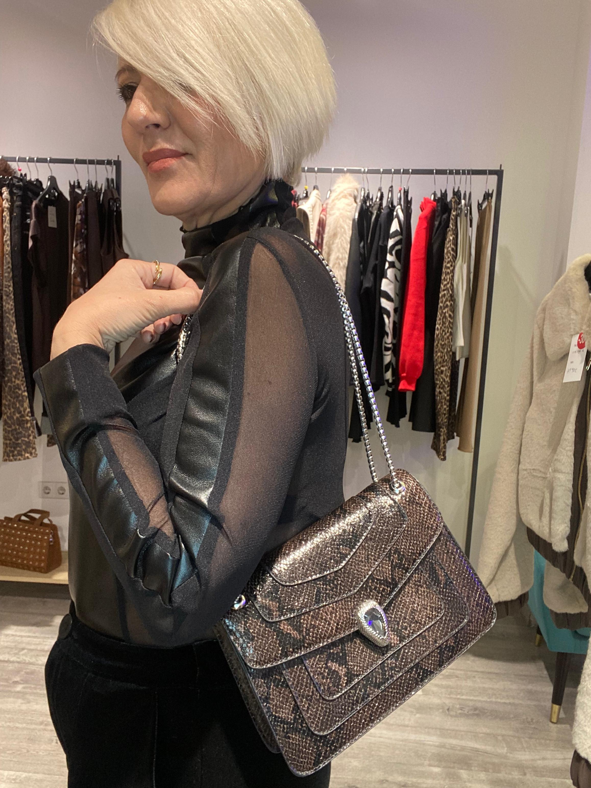 Bolso Print serpiente marrón